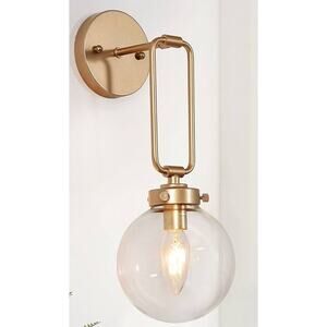 Uolfin Modern Globe Sconce Wall Light Naomi Gold Dome Wall Light w/ Glass Shade